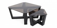 Wooden black coffee table with glass top - Flora