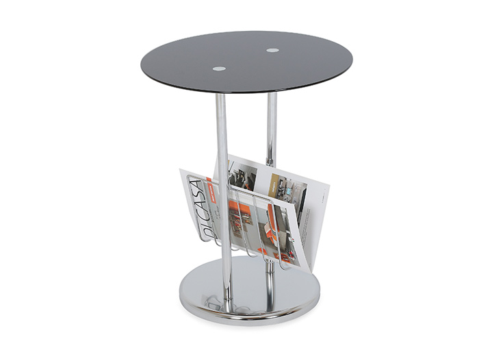 Modern glass top side table with chrome legs - SR-0659