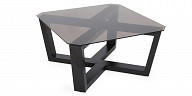 Wooden black coffee table with glass top - Flora