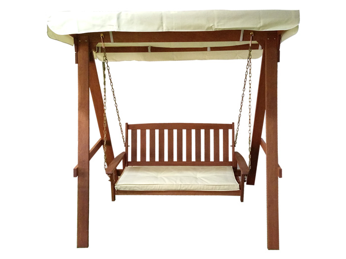 Wooden outdoor swing with white cover - NJ1216