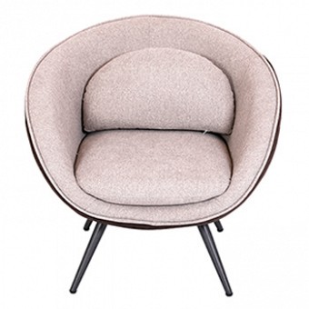 LIGHT GREY RELAXED BACK ARMCHAIR WITH FABRIC ARMS - LC 600
