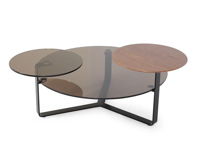 Modern round coffee table with glass top - CT 233B