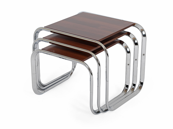 Wooden side tables with chrome legs - Nest SR-1362