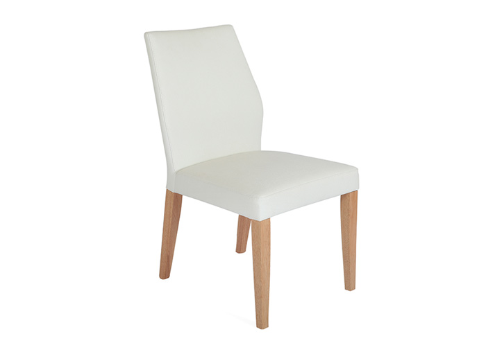 White leather dining room chair with wooden legs - White 522 2390
