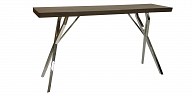Brown wooden top with chrome legs console table - F7207AA