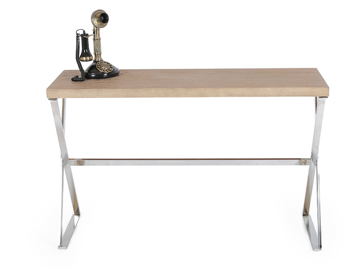 Light wooden top with chrome legs console table - F7092AA