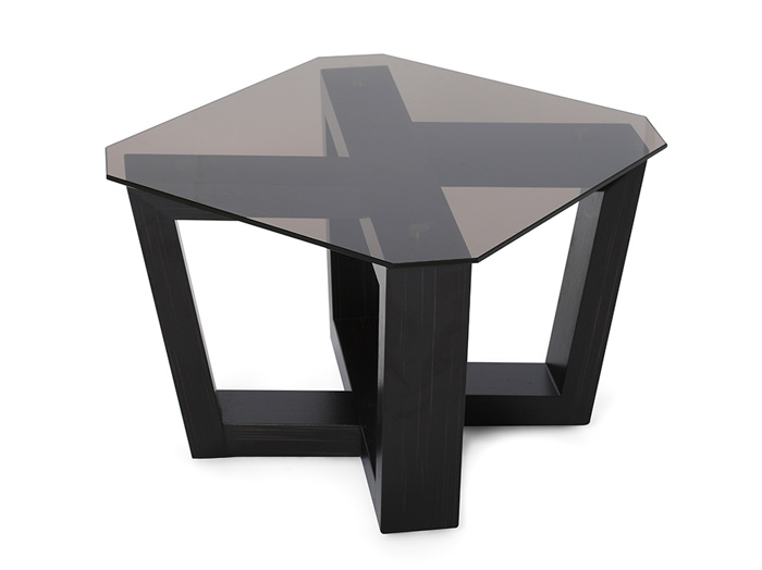 Wooden black coffee table with glass top - Flora