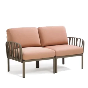 2 seater outdoor sofa | Komodo - Beige Tortora + Pink