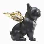 Deco Fig. Sitting Angel Dog  Gold/Black