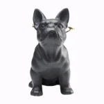 Deco Fig. Sitting Angel Dog  Gold/Black