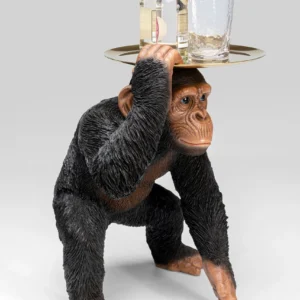 Deco Figurine Butler Playing Chimp Black