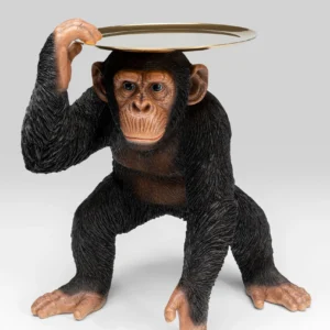 Deco Figurine Butler Playing Chimp Black