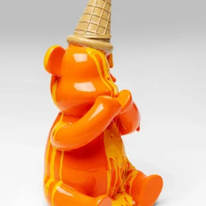 Deco Figurine Sitting Gelato Bear Orange 37cm