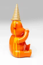 Deco Figurine Sitting Gelato Bear Orange 37cm